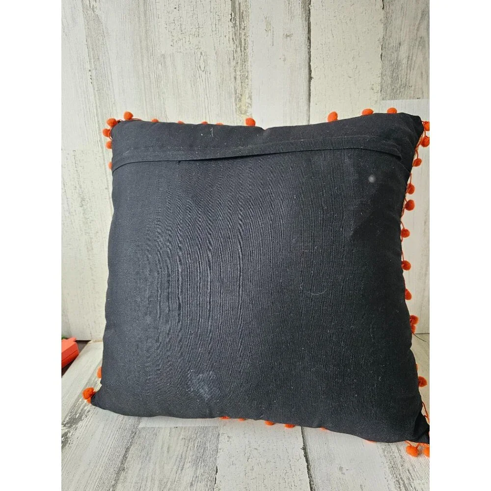 Trick or treat‎ Halloween beaded pillow burlap orange unique shabby chic spider